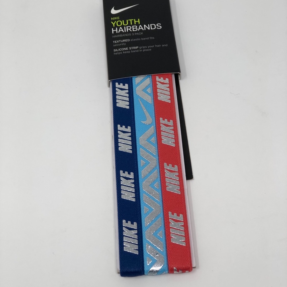 New Nike Youth Girls Metallic Headband (3 pack)
